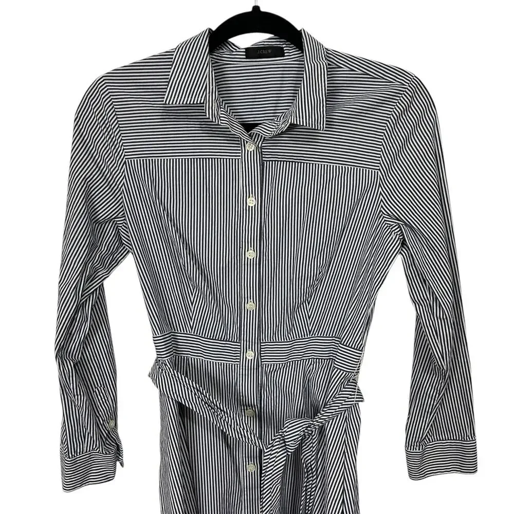 J. Crew Nautical Navy and White Striped Shirt Dress